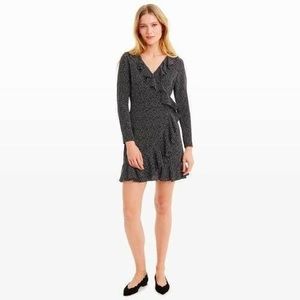 100% Silk Club Monaco Vontella Ruffle Wrap Dress